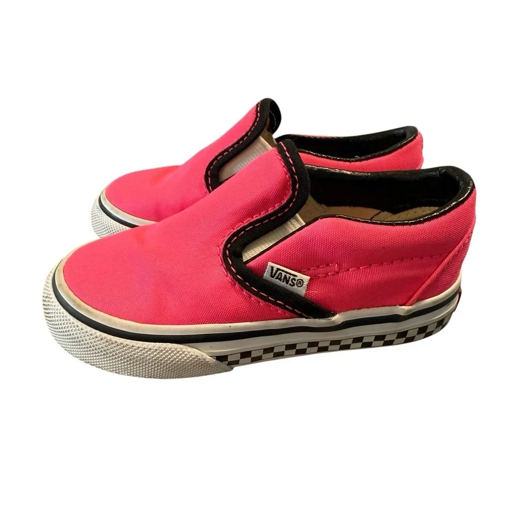 Vans Classic Asher V Hot Pink Slip-on Sneakers, Toddler Size 6.5